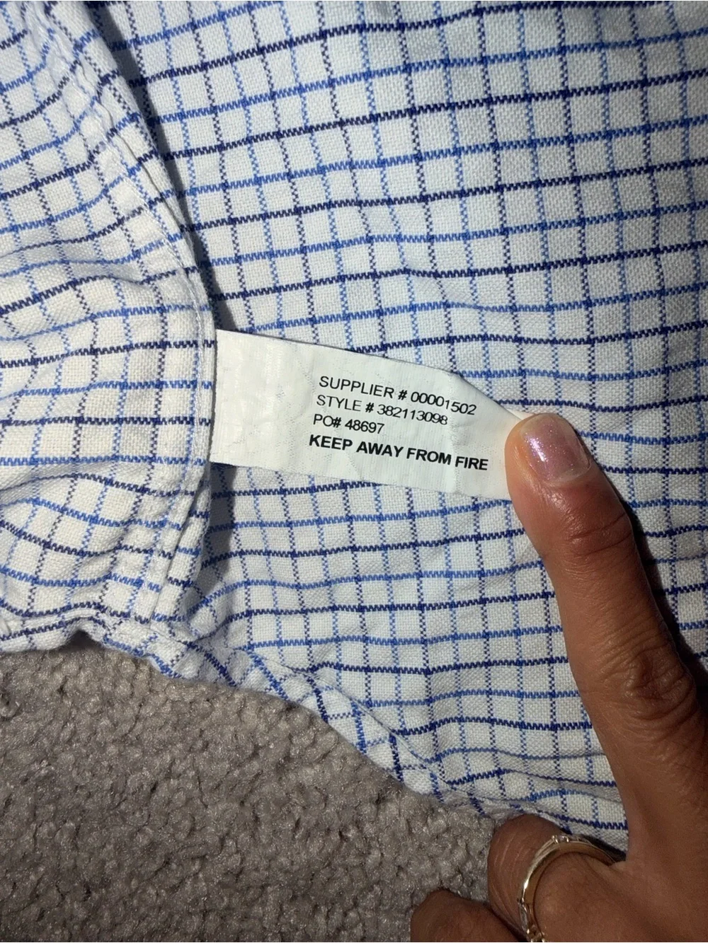 Ralph Lauren White Button-Down Shirt with Blue Check